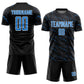 Custom Black Powder Blue-White Slant Lines Sports Sublimation Soccer Uniform Jersey Limited