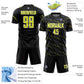 Custom Black Neon Yellow-White Slant Lines Sports Sublimation Soccer Uniform Jersey Limited