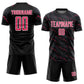 Custom Black Neon Pink-White Slant Lines Sports Sublimation Soccer Uniform Jersey Limited