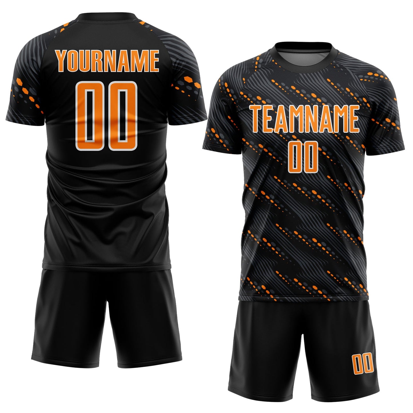 Custom Black Bay Orange-White Slant Lines Sports Sublimation Soccer Uniform Jersey Limited
