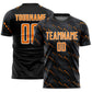 Custom Black Bay Orange-White Slant Lines Sports Sublimation Soccer Uniform Jersey