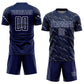 Custom Navy White Slant Lines Sports Sublimation Soccer Uniform Jersey Limited