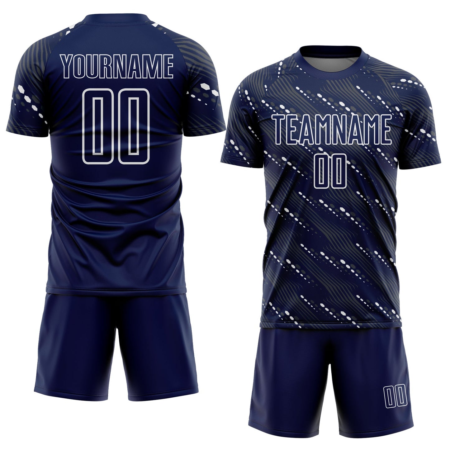 Custom Navy White Slant Lines Sports Sublimation Soccer Uniform Jersey Limited