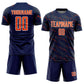 Custom Navy Orange-White Slant Lines Sports Sublimation Soccer Uniform Jersey Limited