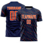 Custom Navy Orange-White Slant Lines Sports Sublimation Soccer Uniform Jersey
