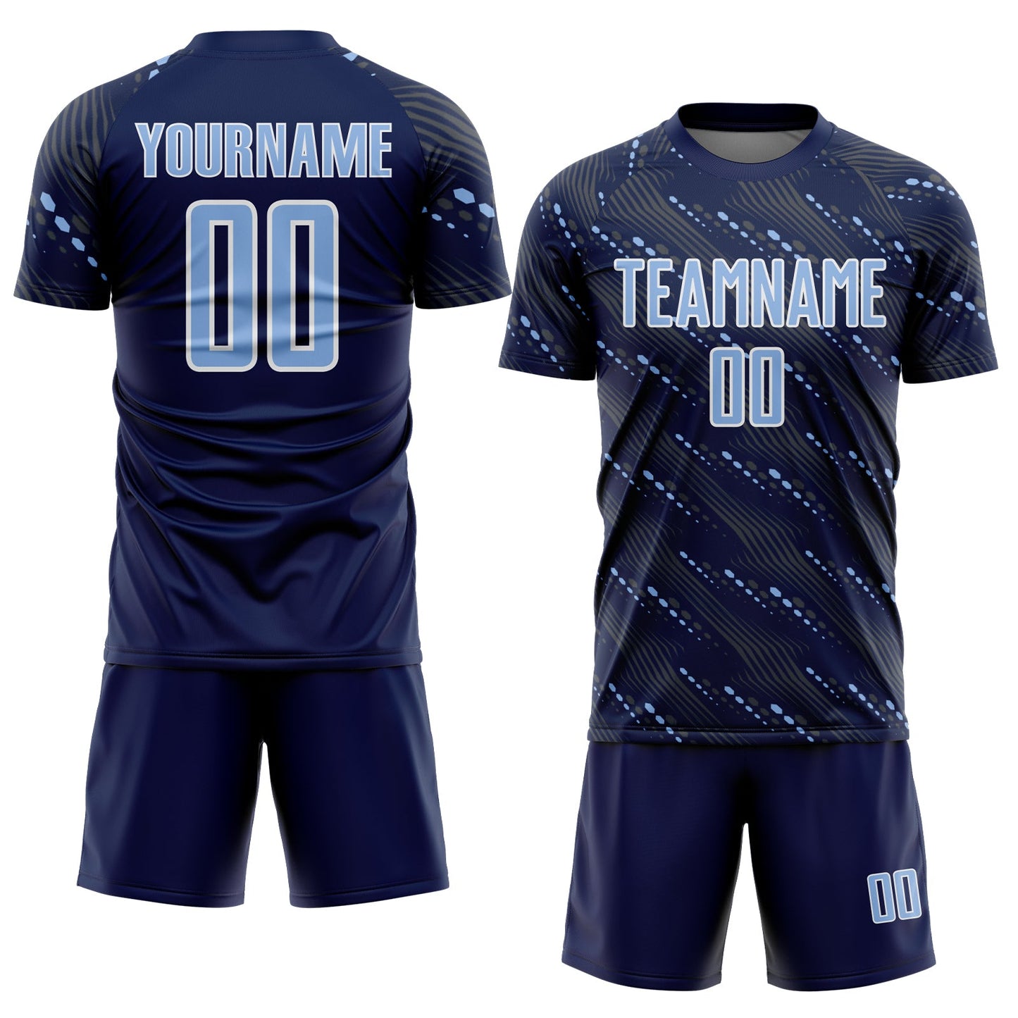Custom Navy Light Blue-White Slant Lines Sports Sublimation Soccer Uniform Jersey Limited