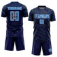 Custom Navy Powder Blue-White Slant Lines Sports Sublimation Soccer Uniform Jersey Limited