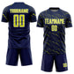 Custom Navy Neon Yellow-White Slant Lines Sports Sublimation Soccer Uniform Jersey Limited