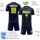 Custom Navy Neon Yellow-White Slant Lines Sports Sublimation Soccer Uniform Jersey Limited