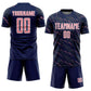 Custom Navy Medium Pink-White Slant Lines Sports Sublimation Soccer Uniform Jersey Limited