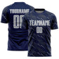 Custom Navy Gray-White Slant Lines Sports Sublimation Soccer Uniform Jersey