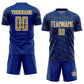 Custom Royal Old Gold-White Slant Lines Sports Sublimation Soccer Uniform Jersey Limited