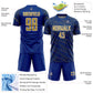 Custom Royal Old Gold-White Slant Lines Sports Sublimation Soccer Uniform Jersey Limited