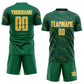 Custom Kelly Green Gold-White Slant Lines Sports Sublimation Soccer Uniform Jersey Limited