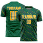 Custom Kelly Green Gold-White Slant Lines Sports Sublimation Soccer Uniform Jersey