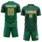 Custom Kelly Green Old Gold-White Slant Lines Sports Sublimation Soccer Uniform Jersey Limited