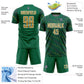 Custom Kelly Green Old Gold-White Slant Lines Sports Sublimation Soccer Uniform Jersey Limited