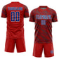 Custom Red Royal-White Slant Lines Sports Sublimation Soccer Uniform Jersey Limited