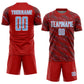 Custom Red Light Blue-White Slant Lines Sports Sublimation Soccer Uniform Jersey Limited