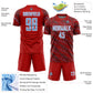 Custom Red Light Blue-White Slant Lines Sports Sublimation Soccer Uniform Jersey Limited