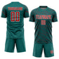 Custom Teal Red-White Slant Lines Sports Sublimation Soccer Uniform Jersey Limited
