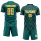 Custom Teal Gold-White Slant Lines Sports Sublimation Soccer Uniform Jersey Limited