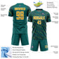 Custom Teal Gold-White Slant Lines Sports Sublimation Soccer Uniform Jersey Limited