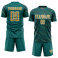 Custom Teal Old Gold-White Slant Lines Sports Sublimation Soccer Uniform Jersey Limited