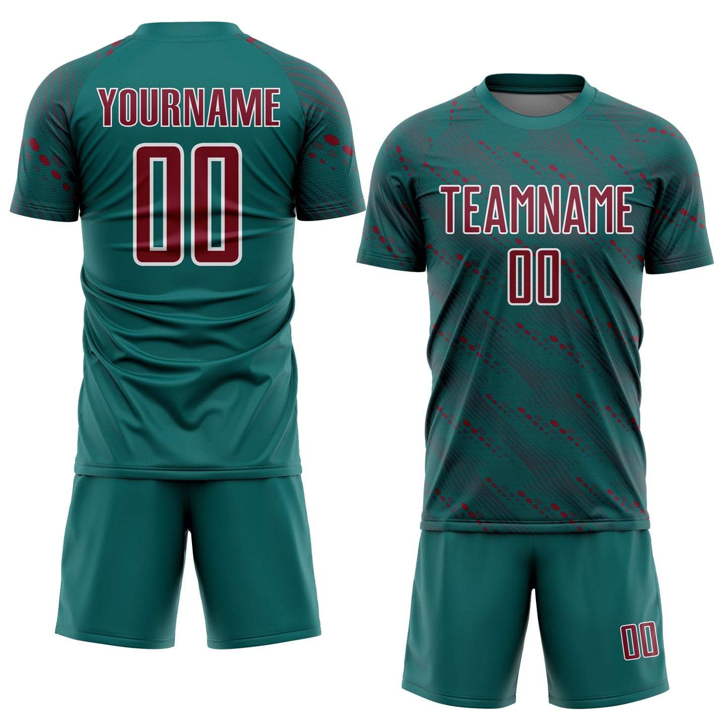 Custom Teal Crimson-White Slant Lines Sports Sublimation Soccer Uniform Jersey Limited