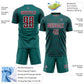 Custom Teal Crimson-White Slant Lines Sports Sublimation Soccer Uniform Jersey Limited