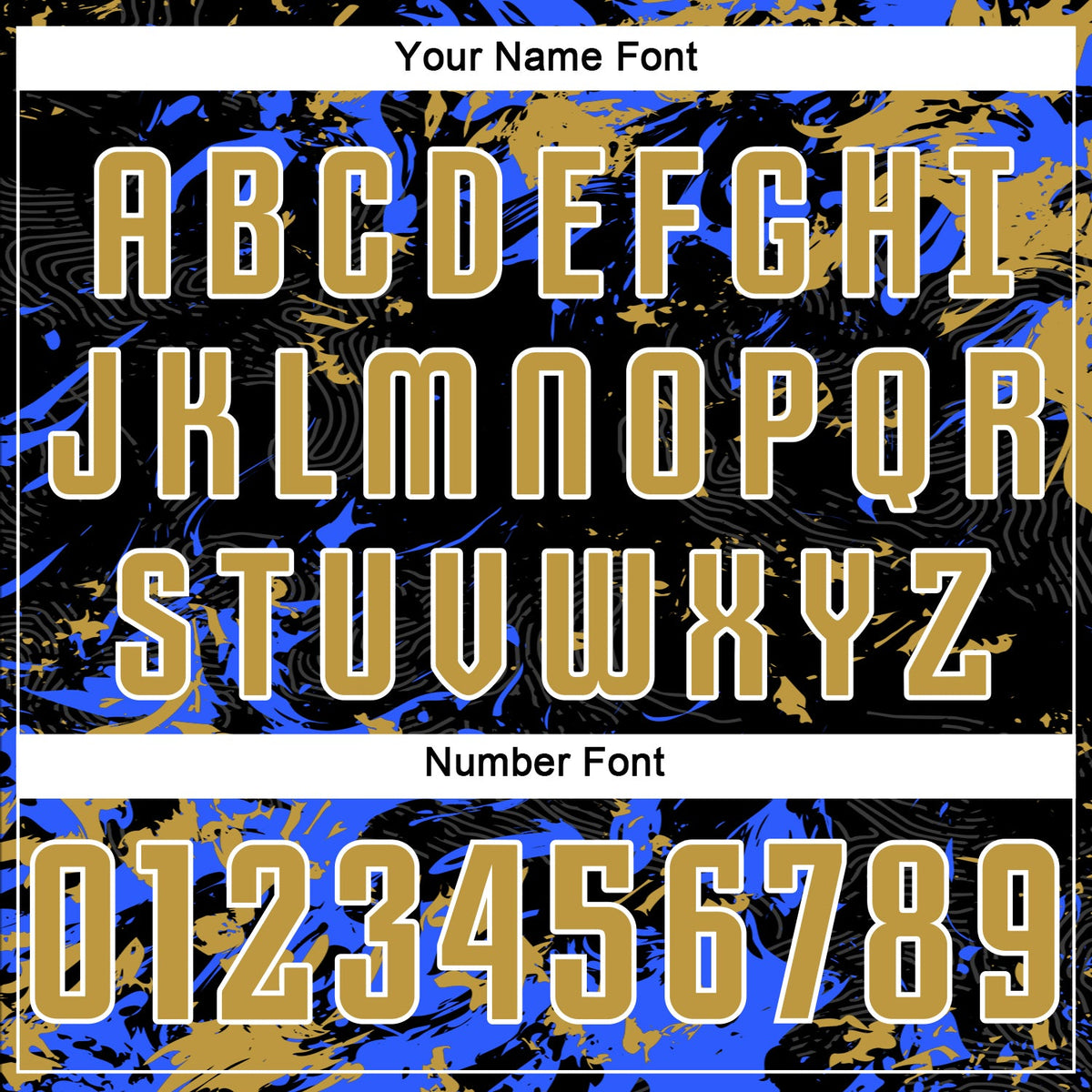 Custom Black Old Gold Royal-White Fluid Art Splash Sublimation Soccer Uniform Jersey Limited