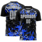 Custom Black Gray Royal-White Fluid Art Splash Sublimation Soccer Uniform Jersey
