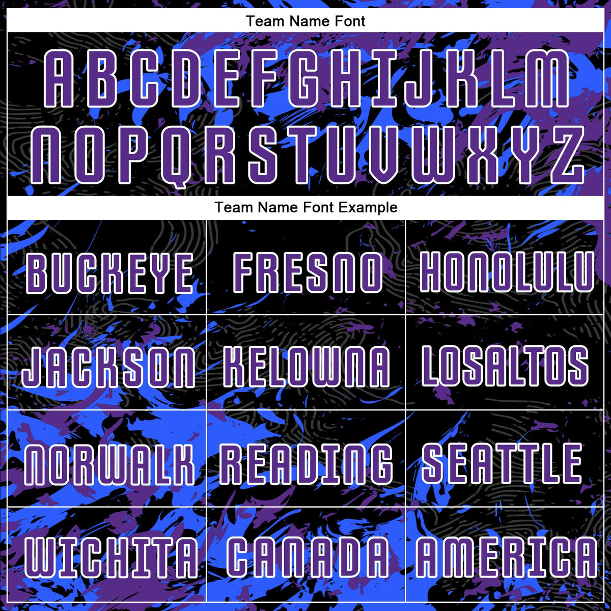 Custom Black Purple Royal-White Fluid Art Splash Sublimation Soccer Uniform Jersey Limited