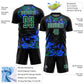 Custom Black Kelly Green Royal-White Fluid Art Splash Sublimation Soccer Uniform Jersey Limited