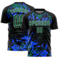 Custom Black Kelly Green Royal-White Fluid Art Splash Sublimation Soccer Uniform Jersey