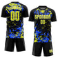 Custom Black Neon Yellow Royal-White Fluid Art Splash Sublimation Soccer Uniform Jersey Limited