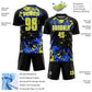 Custom Black Neon Yellow Royal-White Fluid Art Splash Sublimation Soccer Uniform Jersey Limited
