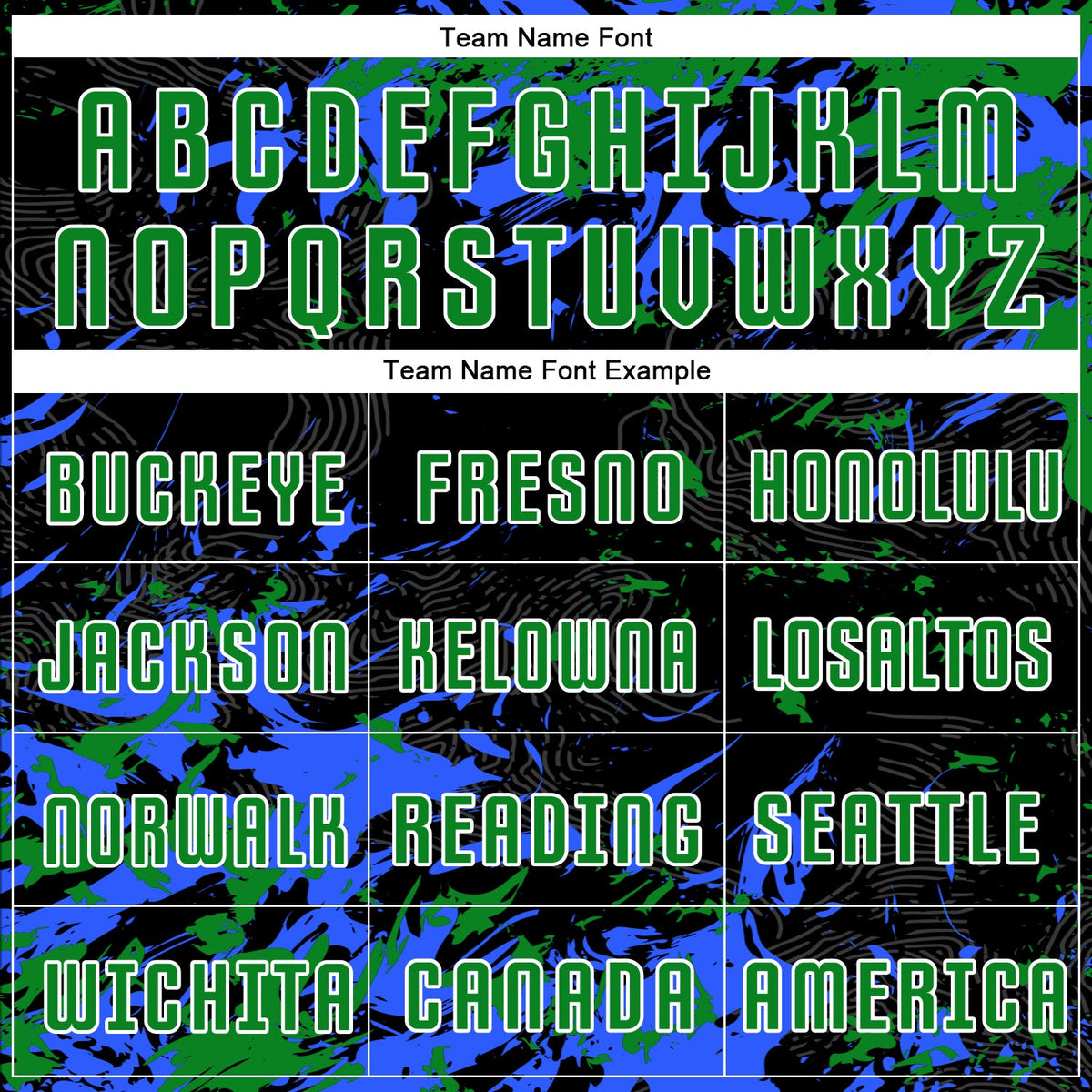 Custom Black Grass Green Royal-White Fluid Art Splash Sublimation Soccer Uniform Jersey Limited