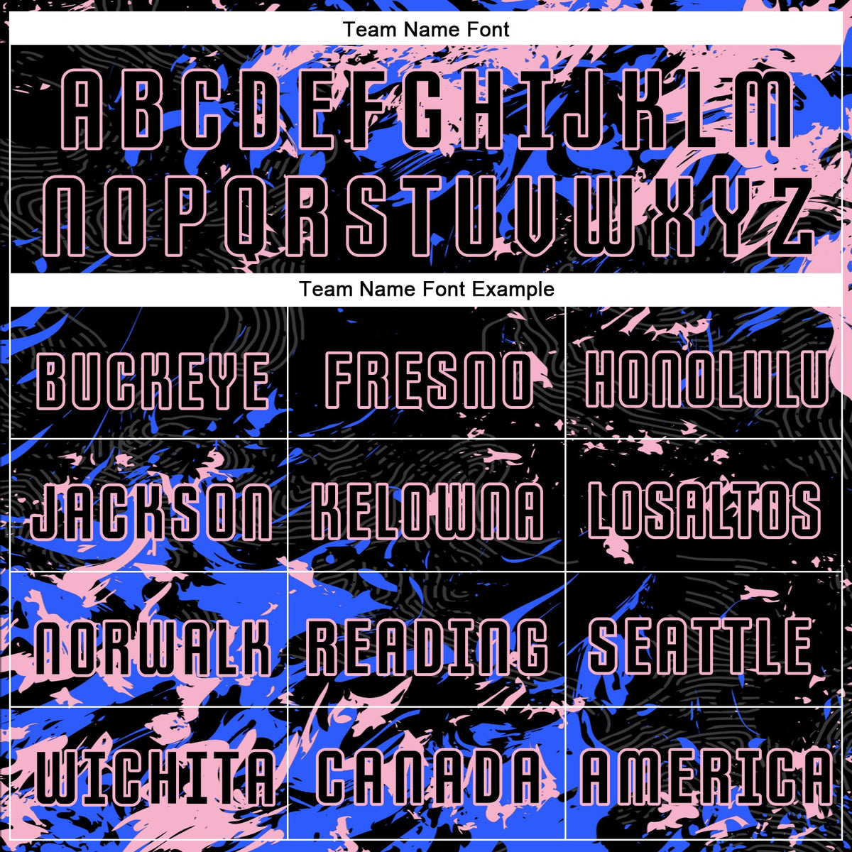 Custom Black Light Pink-Royal Fluid Art Splash Sublimation Soccer Uniform Jersey Limited