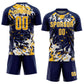 Custom Navy Gold-White Fluid Art Splash Sublimation Soccer Uniform Jersey Limited