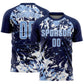 Custom Navy Light Blue-White Fluid Art Splash Sublimation Soccer Uniform Jersey