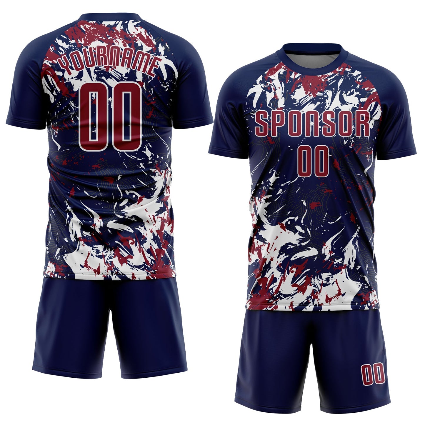 Custom Navy Crimson-White Fluid Art Splash Sublimation Soccer Uniform Jersey Limited