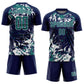 Custom Navy Teal-White Fluid Art Splash Sublimation Soccer Uniform Jersey Limited
