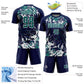 Custom Navy Teal-White Fluid Art Splash Sublimation Soccer Uniform Jersey Limited