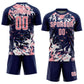 Custom Navy Medium Pink-White Fluid Art Splash Sublimation Soccer Uniform Jersey Limited