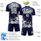 Custom Navy Gray-White Fluid Art Splash Sublimation Soccer Uniform Jersey Limited