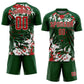 Custom Green Red-White Fluid Art Splash Sublimation Soccer Uniform Jersey Limited