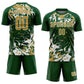 Custom Green Old Gold-White Fluid Art Splash Sublimation Soccer Uniform Jersey Limited