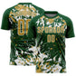 Custom Green Old Gold-White Fluid Art Splash Sublimation Soccer Uniform Jersey