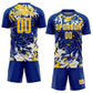 Custom Royal Yellow-White Fluid Art Splash Sublimation Soccer Uniform Jersey Limited